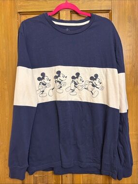 Disney Navy Tee with Pink Trim and White Stripe